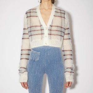 Acne Mohair Cropped Cardigan - plaid M